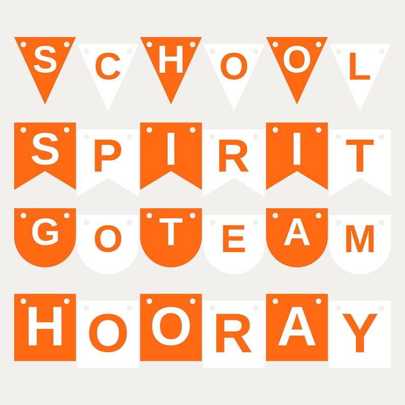 Orange & White School Spirit Banner SVG, Commercial Use | Cricut Silhouette A-Z 0-9 image 1