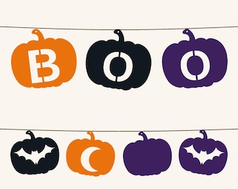 Halloween Pumpkin Banner SVG Bundle | Jack o Lantern Alphabet, Bunting Cut File (Cricut, Silhouette)