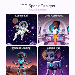 Tarjetas de la aventura espacial: 100 días de clases / Cricut Silhouette PNG PDF / Descarga digital imprimible imagen 8