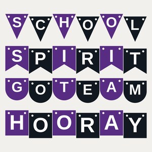 Purple & Black School Spirit Banner SVG, Commercial Use | Cricut Silhouette A-Z 0-9