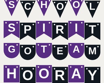 Purple & Black School Spirit Banner SVG, Commercial Use | Cricut Silhouette A-Z 0-9