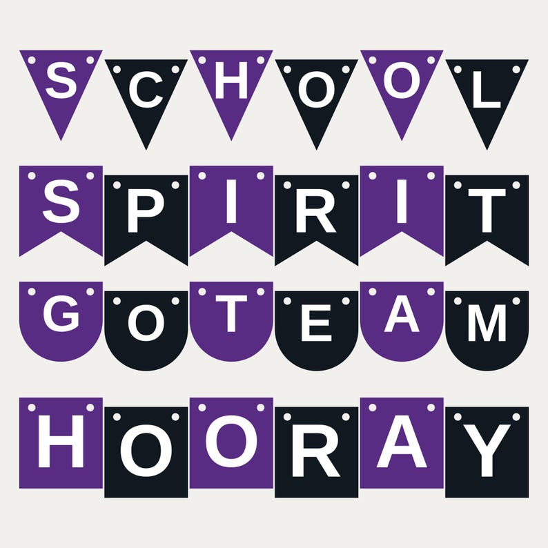 Schulbanner in Lila und Schwarz (SVG), kommerzielle Nutzung | Cricut Silhouette A-Z 0-9 Bild 1