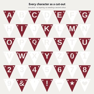 マルーン＆ホワイトのスクールスピリットバナーSVG、商用利用可 | Cricut Silhouette A-Z 0-9 画像 5