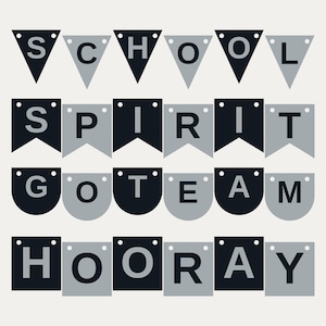Black & Silver School Spirit Banner SVG, Commercial Use | Cricut Silhouette A-Z 0-9