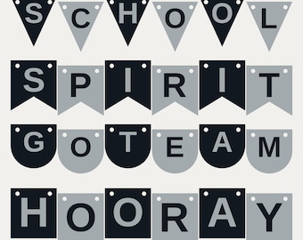 Black & Silver School Spirit Banner SVG, Commercial Use | Cricut Silhouette A-Z 0-9