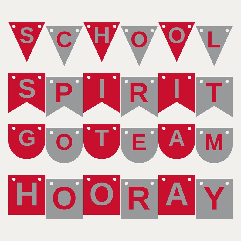 Scarlet & Gray School Spirit Banner SVG, Commercial Use | Cricut Silhouette A-Z 0-9 image 1