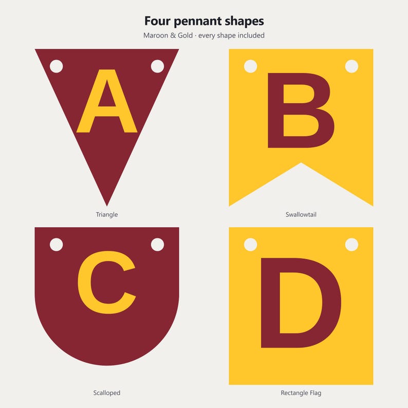 Banner de espíritu escolar granate y dorado SVG, uso comercial / Cricut Silhouette A-Z 0-9 imagen 2