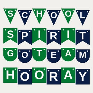Green & Navy School Spirit Banner SVG, Commercial Use | Cricut Silhouette A-Z 0-9