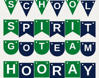 Green & Navy School Spirit Banner SVG, Commercial Use | Cricut Silhouette A-Z 0-9