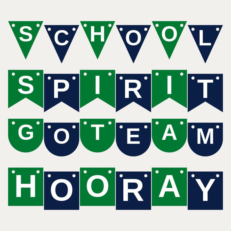 Banner verde y azul marino con el espíritu escolar en formato SVG, uso comercial / Cricut Silhouette A-Z 0-9 imagen 1