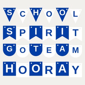 Royal Blue & White School Spirit Banner SVG, Commercial Use | Cricut Silhouette A-Z 0-9 image 1