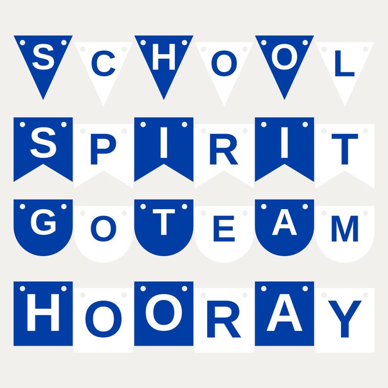 Royal Blue & White School Spirit Banner SVG, Commercial Use | Cricut Silhouette A-Z 0-9 image 1