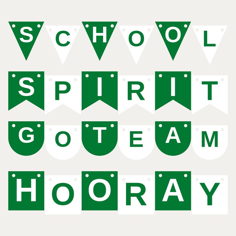 Green & White School Spirit Banner SVG, Commercial Use | Cricut Silhouette A-Z 0-9 image 1
