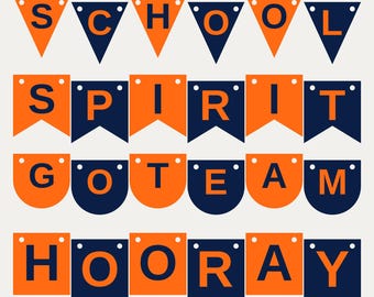 Orange & Navy School Spirit Banner SVG, Commercial Use | Cricut Silhouette A-Z 0-9