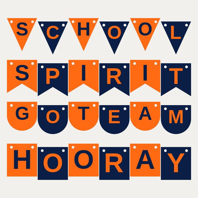 Orange & Navy School Spirit Banner SVG, Commercial Use | Cricut Silhouette A-Z 0-9 image 1