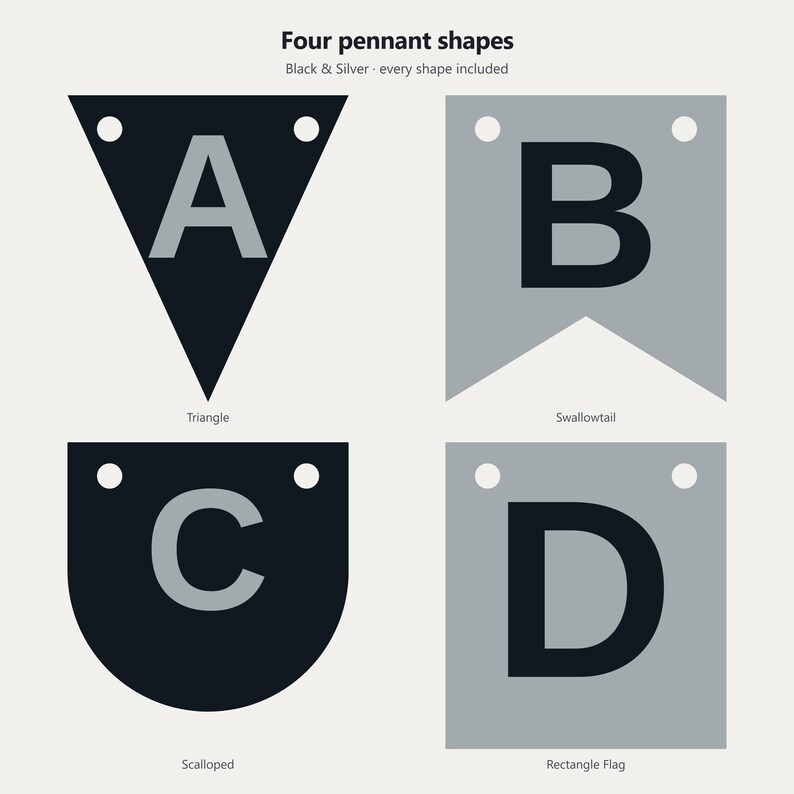 Black & Silver School Spirit Banner SVG, Commercial Use | Cricut Silhouette A-Z 0-9 image 2