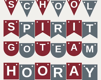 Banner de espíritu escolar granate y gris SVG, uso comercial / Cricut Silhouette A-Z 0-9