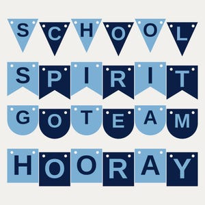Carolina Blue & Navy School Spirit Banner SVG, Commercial Use | Cricut Silhouette A-Z 0-9 image 1