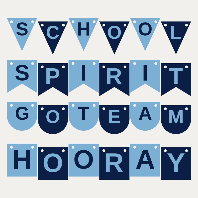 Carolina Blue & Navy School Spirit Banner SVG, Commercial Use | Cricut Silhouette A-Z 0-9 image 1