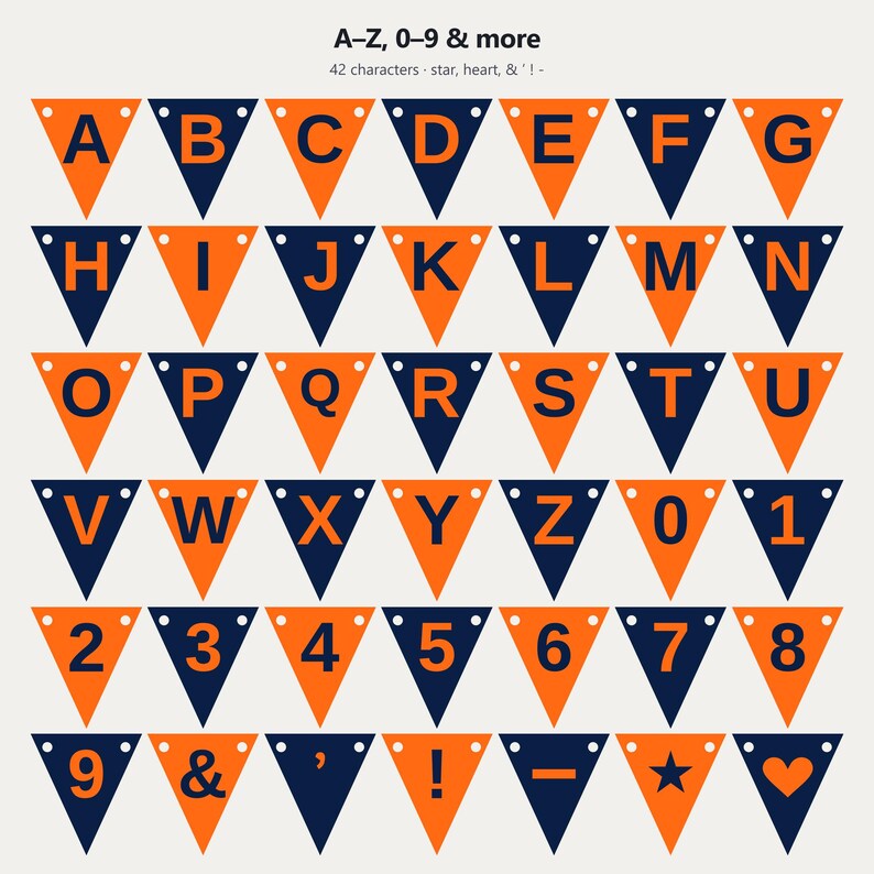 Orange & Navy School Spirit Banner SVG, Commercial Use | Cricut Silhouette A-Z 0-9 image 4