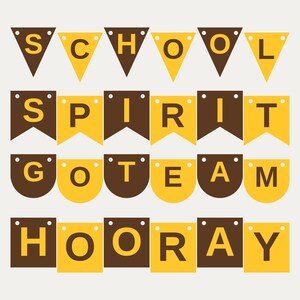 Brown & Gold School Spirit Banner SVG, Commercial Use | Cricut Silhouette A-Z 0-9 image 1