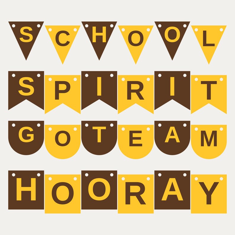 Brown & Gold School Spirit Banner SVG, Commercial Use | Cricut Silhouette A-Z 0-9 image 1