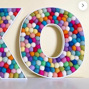Customizable Letter O - 3 Sizes Felt Ball 3D Wall Hanging or Shelf Sitter - Custom Nursery Kids Name Initial Sign - Living Room Surname Art