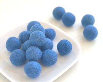 French Blue Felt Balls - 2.5 cm felted wool balls for holiday crafting - Wholesale Bulk Felt Balls - DIY Nursery Garland - Wool Poms Only