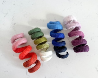 Felted Solid Wool Spiral Kicker Toy - Hand-felted felt wool swirl for cats and kittens - FREE cat nip oil option - 1 Premium Cat Spring