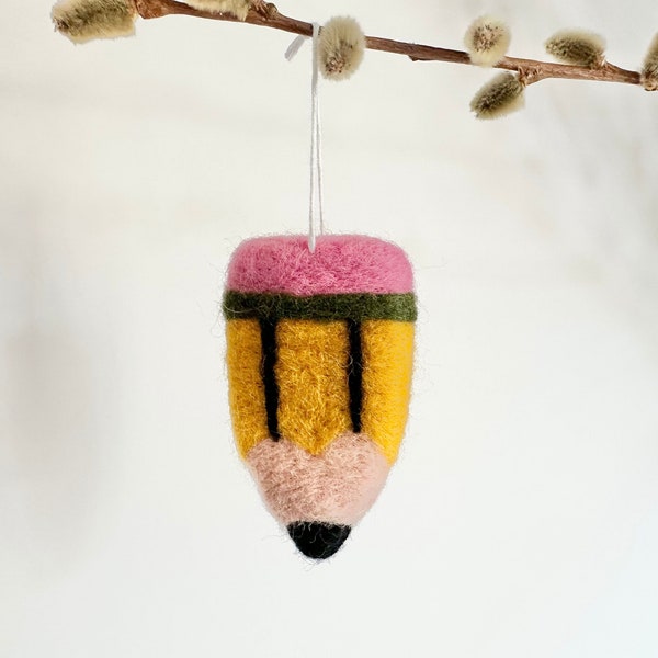 Wool Felted Chunky Pencil Ornament - Jumbo #2 for DIY Crafting & Back to School Teacher Gift - Classroom Decor - Preschool Kindergarten Art