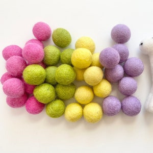 Spring Felt Balls - 2.5 cm felted custom wool crafting balls - Bulk Wholesale DIY Nursery Garland - Easter Color Palette Wool Pom Poms Only