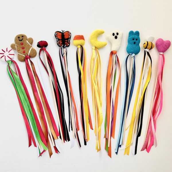 Seasonal Felted Wands for Imaginary Play - Halloween Costume for Fairy Princess or Wizard Prince - Magic Birthday Party or Easter