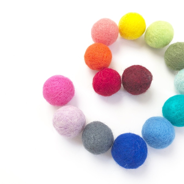 Sets of Medium Solid Wool Cat Toys - 3cm Colorful Felted ball toy set for small pets, cats, ferret, kittens - FREE Catnip Scent Option