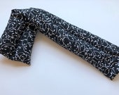 Black White Organic Long Neck Wrap - Flax Rice or Corn Lower Back Pad - Hot Cold Pack for Microwave or Freezer - Shoulders Spine Saitic