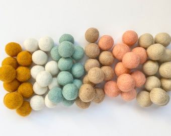 Mix n Match Trendy Felt Balls - 2.5 cm felted custom crafting balls - Bulk Wholesale Kids Garland Kit - Soft Neutral Palette Wool Poms Only