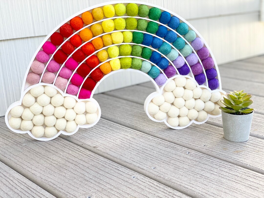 Reverse Felt Ball Cloud Rainbow
