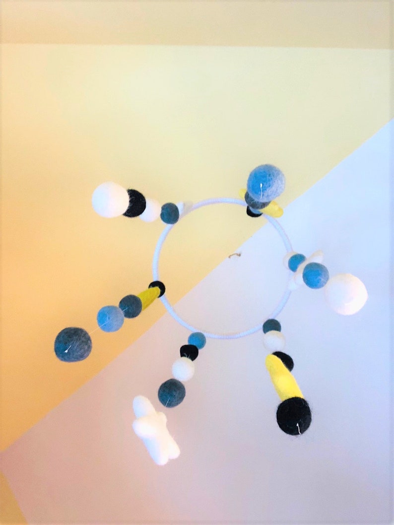 Moon & Stars Mobile Celestial Felt Nursery Mobile Neutral Etsy