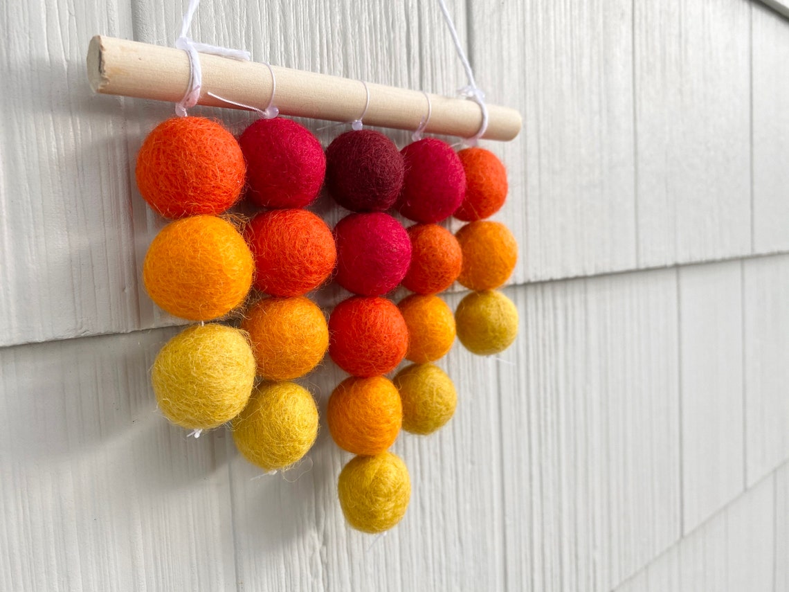 CUSTOMIZABLE Mini Felt Ball Wall Hanging Cranberry Red Etsy