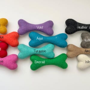 Large Solid Wool Dog Bone - Hand felted colorful Non-toxic dye - Toys for dogs & puppies - Christmas Present for pets - Canine Easter Gift image 2
