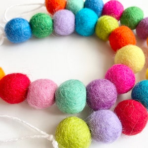 Random Bright Colors Curtain Tie Backs - Felt Ball Curtain Ties - Kids Room or Nursery Decor - Custom Rainbow Felt Ball Drapery Pulls Backs