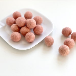 Salmon Pink Felt Balls - 2.5 cm felted blush wool balls for holiday crafting - Wholesale Poms - DIY Pink Nursery Garland - Wool Poms Only