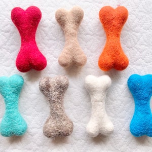 Small Solid Wool Dog Bone - Hand felted Colorful Wool Bone Chew Toys for small dogs & puppies - Dog Christmas gift - Dog stocking stuffer