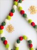 Customizable Christmas Felt Ball Garland - Red, Greens & White Wool Banner - Wool Pom Pom Christmas Tree Trimming Garland - Fireplace Mantel 