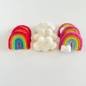 Wool Felted Rainbow & Cloud Toys - Felt Sky Theme Montessori Sensory Play Kit - FREE Catnip for Cats and Kitten Kicker - Sold Individually