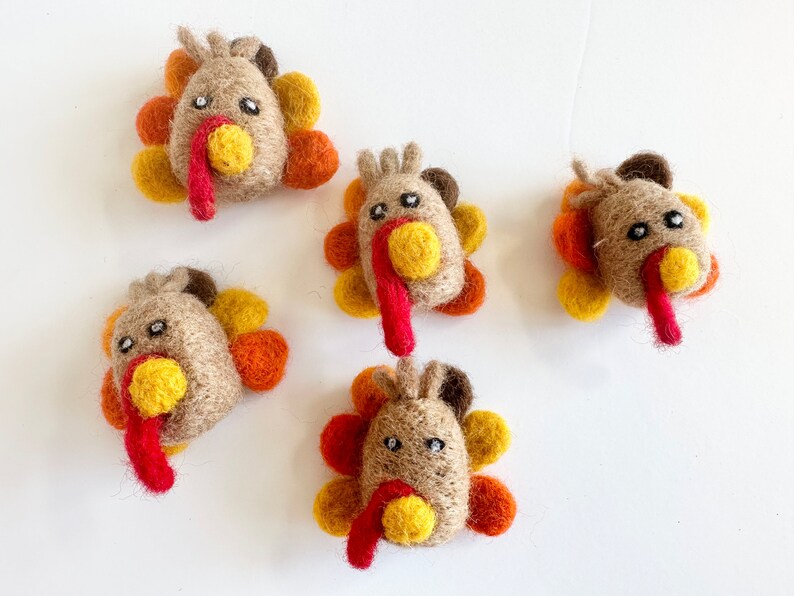Felt Pumpkin and/or Turkey Toys Needle Felted Fall Toy Sold Individually Thanksgiving Montessori Play Cat Nip Playtime Catnip Kicker image 9