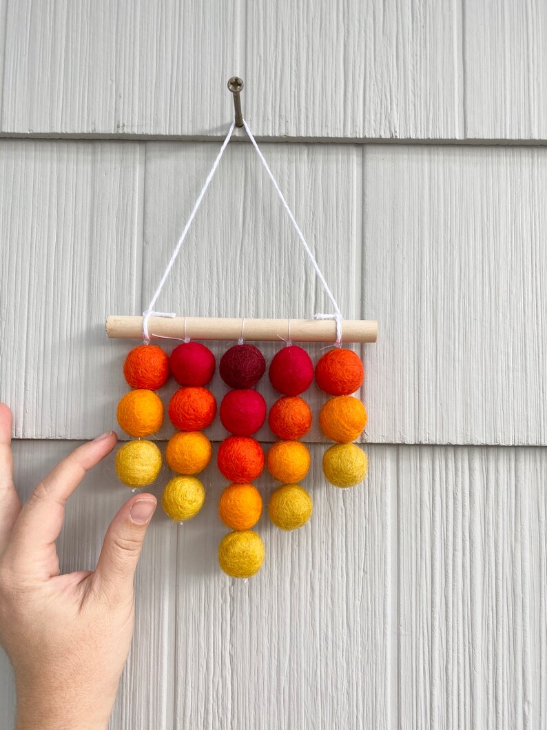 CUSTOMIZABLE Mini Felt Ball Wall Hanging Cranberry Red Etsy