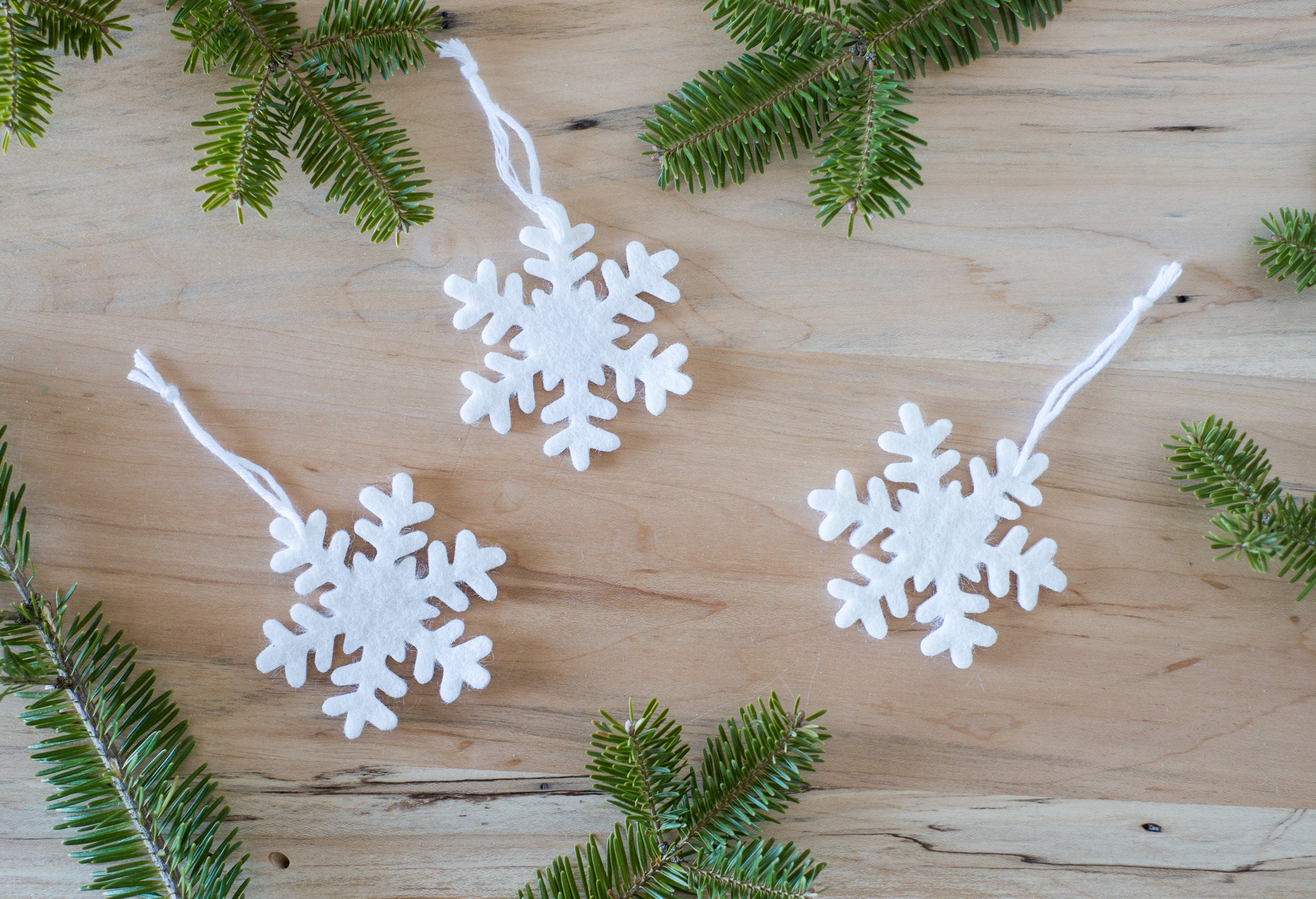 White Wooden Snowflakes 3 Designs and 2 Sizes 7 and 5