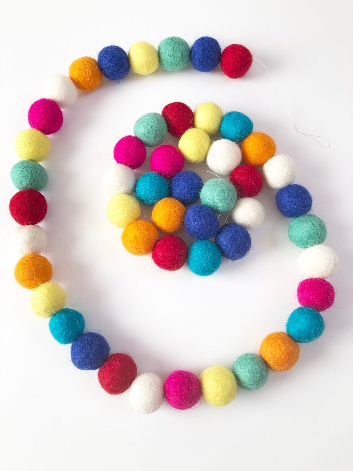 Custom Colorful Felt Ball Garland Bright Wool Pom Garland Etsy