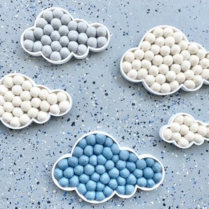 Felt Ball Cloud Wall Hangings - Customizable Cloud Wall Decor - Sky Themed Nursery - Custom Gender Neutral Nursery Art - Cloud Kids Room Art