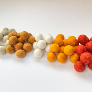 Mix n Match Autumn Felt Balls - 2.5 cm felted wool ball for banner - Bulk for Fall Craft - DIY Thanksgiving Garland Kit - Dense Poms Only